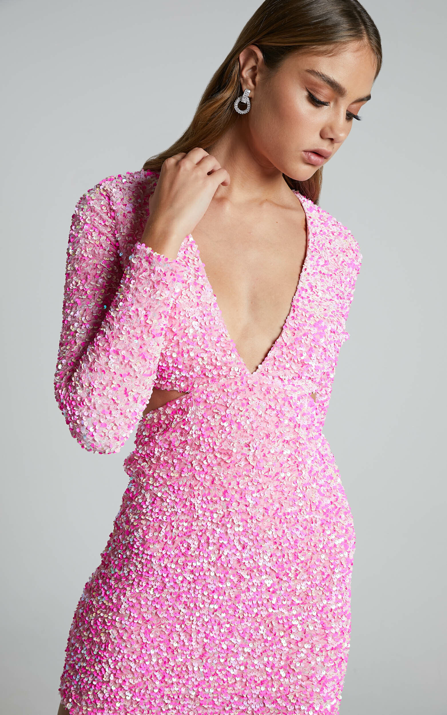 pink sequins dress